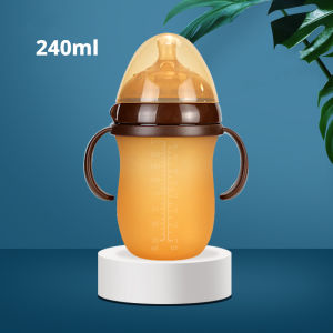 Nano Silver Silicone Baby Milk Bottle Antibacterial Natural Feeding Baby Bottle Nursing 240ML Pacifier Weaning Handy Tool