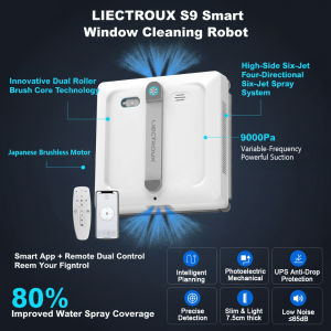 S9 Smart Robot Window Cleaner Streak Free Shine Smart App Control Strong Adsorption Quiet