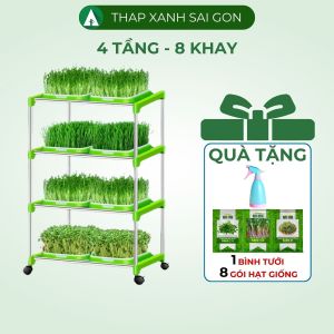 Khay Trồng Rau Mầm Tặng Hạt Giống Bình Tưới Có Bánh Xe Nhựa Nguyên Sinh Không Cần Đất