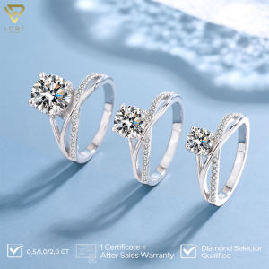 Lore Jewellery - Cincin Moissanite Lapis Emas 18K - Noreen Twist Silver Moissanite Ring 0.5 / 1.0 / 2.0 Carat [GRA Certificated and After Sales Warranty]