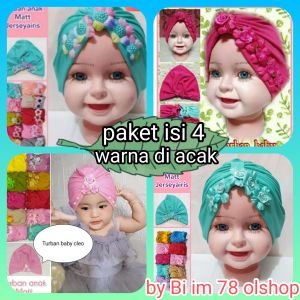 Turban bayi 1 paket isi 4 pcs paket MANIS ciput bayi perempuan 0 6 bulan lucu harga murah COD lbh nyaman