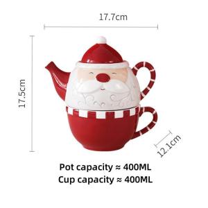 Omk 2 cái đặt dòng sản phẩm giáng sinh gốm buổi chiều Bộ ấm trà ấm trà cốc cà phê & đĩa Cốc phù hợp cho 1 người trang trí Giáng sinh
