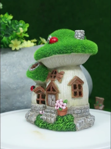 Whimsical Fairies Cottage Solar Powered Decoration Weatherproof Resin Landscape Accent For Gardens Outdoor Night Display