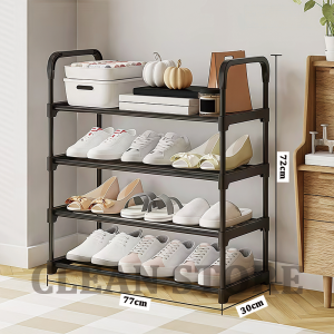 Clean Store Multi Layer Shoe Rack Organizer - Stainless Steel Adjustable Storage Shelf for Home Dormitory Entryway Use
