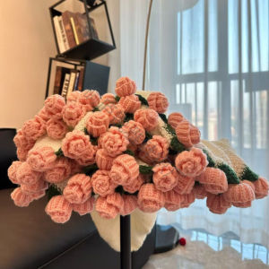 ChicLiving Rose Bouquet Blanket Round Knitted Nap Blanket Bouquet Shawl Mothers Day Valentines Day Gift