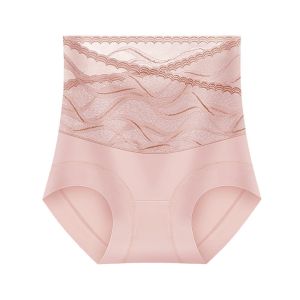 HEALMEYOU Stripe Lace Seamless Panties Mesh Underpants High Waist Briefs Fashion Lingerie Underwear for Women Girls