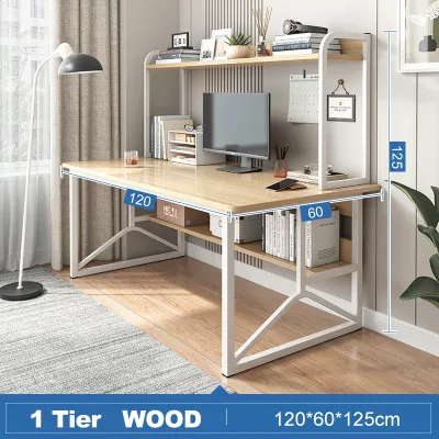 Meja Komputer Computer Table with Bookshelf Modern Home Office Desk Study Writing With Foot Pedal Table Murah Meja Belajar Meja Pejabat 电脑桌 学习桌
