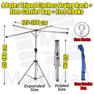 Tripod Clothes Drying Rack 2M - 4 Poles Foldable and Easy Storage Laundry Rack Laundry Rack| Clothe Drying Rack Drying Rack | Clothes Drying Rack