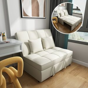 Tech fabric folding sofa bed Nordic cream style living room study bedroom latex multifunctional armless sofa bed