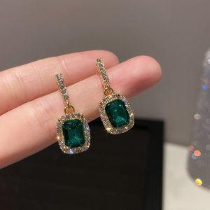Korean Trendy Geometric Women Dangle Earrings Metal Zircon Crystal Earrings Simple Womens Small Elegant Jewelry