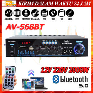 Digital HIFI Audio Stereo Power 2000W 220V Bluetooth EQ Audio Amplifier Karaoke Home Theater FM Radio AV-568BT EU US