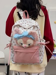 Cute Linabell Travel Backpack Large Capacity Student Bookbag Womens College Bag Durable Nylon Shoulder Bag for Youth