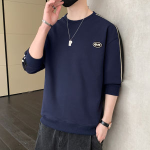 Sweater Polos Pria Lengan Panjang Distro Motif Print Basic Sweater Crewneck hoodie fleece sweatshirt W6982A