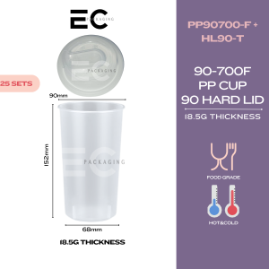 EC 50Pcs Super Thick Frosted PP Hard Cup Hot & Cold 90MM 500ML Milk tea/Shake/Juice/Coffee Cup