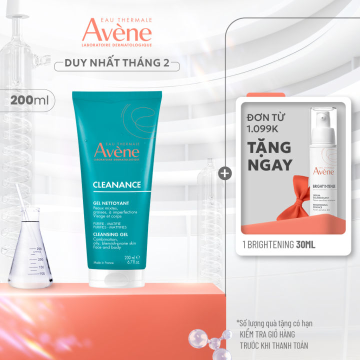 Gel rửa mặt cho da dầu mụn Eau Thermale Avène CLEANANCE Cleansing Gel làm sạch sâu bụi bẩn, giảm bã nhờn 200ML