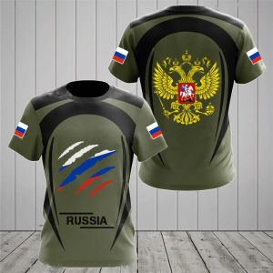 [Local Stock] VCC Russia Mens T Shirt Casual Loose Round Neck Russian Flag Short-sleeved Tops Tees3D Mens Clothing Streetwear Oversized T-shirts