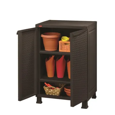 Keter Rattan Wall and Base with Legs Indoor Balcony Plastic Storage Cabinet Adjustable Shelves By thehomeshoppe