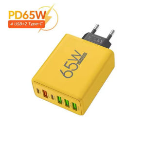 ADAPTOR CHARGER 65W FAST CHARGING 6IN1 PORT USB A TYPE C SUPER FAST CHARGING VOOC BATOK ADAPTER CHARGER