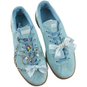 เชือกผูกรองเท้าคลิปติดโบว์ไข่มุกหรูหราชุดแต่งด้วยหัวเข็มขัดสำหรับผู้หญิงหญิงสาวรองเท้าผ้าใบเสริมประสิทธิภาพ