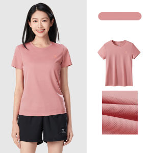 Cameljeans Summer Womens T-Shirt Sports Ice Silk Short-Sleeved Lightweight Breathable Loose Casual Tops