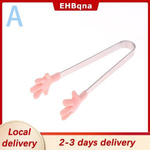 [COD]  HOT SALE Ship within 24 hours Mini Silicone Food Clips Stainless Steel Handle Palm Stainless Steel Lovely Antiskid Snacks Tweezers Not Nirty Hand Tools
