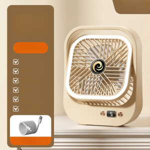 หลายมุม พลังลมแรง เงียบ จอแสดงผลดิจิตอล ชาร์จ พัดลมขนาดเล็ก