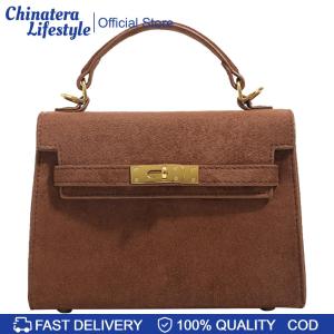 Women Faux Suede Crossbody Bag Solid Color Tote Handbag Underarm Purse for Daily Travel Work