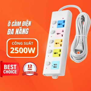 Ổ Cắm Điện USB Đa Năng Cao Cấp Ổ điện Chống Giật 2 Cổng Cắm USB Có Chốt An Toàn Tiện Dụng công suất 2500W