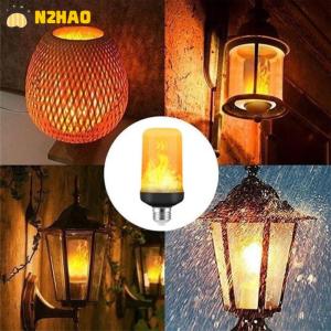 【N2HAO】 1Pc LED Flame Effect Fire Light Bulb E27 Simulated Nature Flicker Lamp Decor