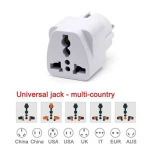 Over Steker Sambungan Colokan Listrik Universal Kaki 3 ke Kaki 2 Bulat | Adaptor Travel Converter Internasional UK US AU to EU Plug