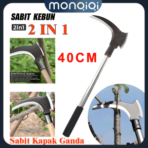 40CM Pemangkas Sabit kapak Ganda Pemangkas Rumput Multifungsi 6722/Sabit Arit Rumput Baja Asli Sabit Kapak Ganda Alat Pemotong Ranting Pohon Alat