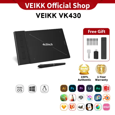VEIKK Creator Pop VK430 4x3 Inch Ultra-thin Portable OSU! Pen Tablet Digital Drawing Tablet Graphics Tablet Drawing Pad with 16384 Levels Battery-Free Stylus and 4 Customized Express Keys Compatible with Windows Mac