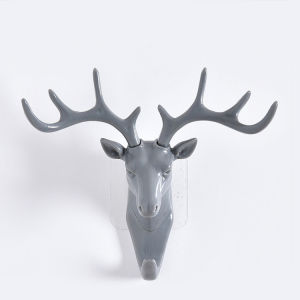 Animal Deer Head Wall Hook Hanging Hat Key Holder Organizer No-drill Door Closet Hanger Room Decoration Self-adhesive Clothes Display Stand Hook