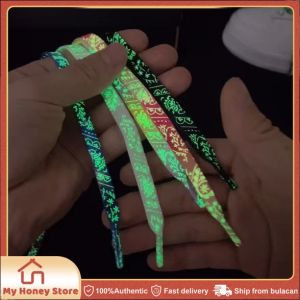 New Luminous Shoelaces for Sneakers Flat Splash-ink Shoe Laces Fluorescent Glowing Running Boot Shoelace Cool Shoestrings 1 Pair