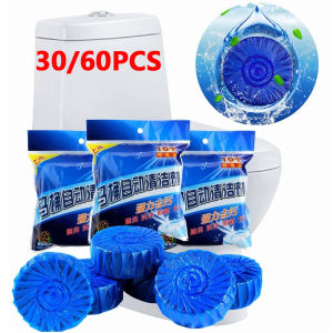 30/60PCS Automatic Bleach Toilet Bowl Cleaner Stain Remover Blue Tab Tablet Flush Deodorizes