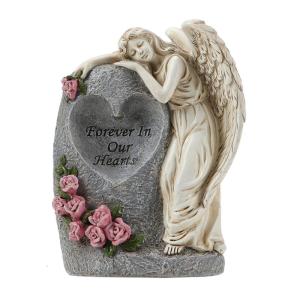 Năng lượng mặt trời thắp sáng nghĩa trang bình kháng thời tiết thiên thần điêu khắc trang trí cho ngoài trời mộ vườn đài tưởng niệm trang trí