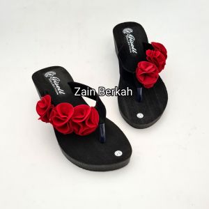 brkh Sandal wedges wanita motif bunga sandal wedges wanita terbaru 2024 sandal wanita terlaris 2024