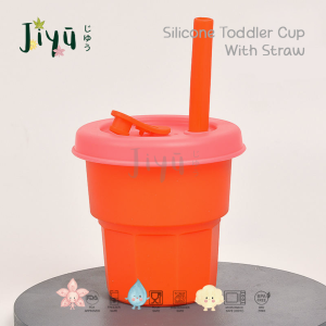 JIYU [JB-021] Silicone Toddler Cup with Straw / Gelas Anak Silikon dengan Sedotan BPA FREE