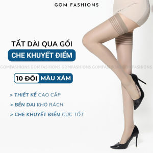 Set 10 đôi tất dài nữ cao cấp chất liệu sợi poly mềm mịn co giãn bền form không rách dài - D16-A104-CB10