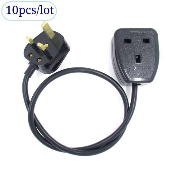 10pcs 60cm UK Extension Power Cord,IEC UK 3Pin Male Plug to Female