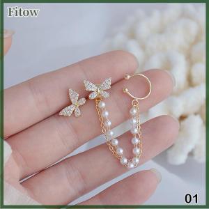 Fitow Women Vintage Asymmetrical Butterfly Earbone Earrings Chain Earrings Jewelry For Women Birthday Party Gift