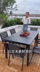 RISE Outdoor Leisure Furniture Set Outdoor Round Table Set Garden Table and Chairs