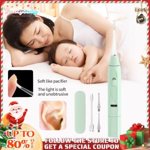 【PH shipment】Soft Silicone Earpick USB Rechargeable Ear Cleaner Flashlight Earwax Remover Tool Itch Relief Luminous Ear Curette Light Spoon Cleaning Tool For Kids