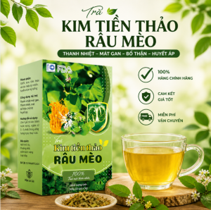 Trà Kim Tiền Thảo Râu Mèo Bổ Thận Lợi Tiểu Thanh Lọc Cơ thể Đẹp Da hộp 30 Túi