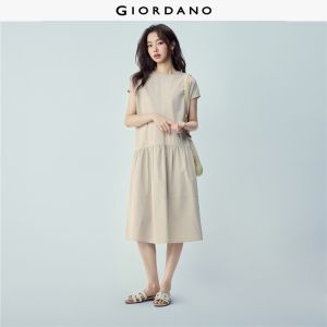GIORDANO Women Dress Warm Weather Dress Moderate Thickness Dress Non-Elastic Dress 13466534