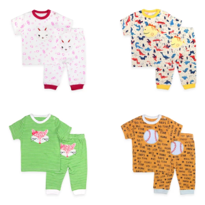 CarterBluefly Short Sleeve & Pajama Terno Set for Boys/Girls 100% Cotton (2 SETS Random Designs)
