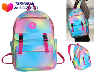 TAS RANSEL BACKPACK ANAK PEREMPUAN SEKOLAH SD/SMP/SMA/KULIAH MOTIF PELANGI // TAS RANSEL DAYPACK WANITA COLORFULL AP8027 RAINBOW