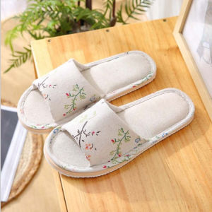 【SG Stock】House Slippers Women Shoes Linen Slippers Coulpe Cotton Linen Slippers Non-slip Soft Slippers Home for 4 Seasons