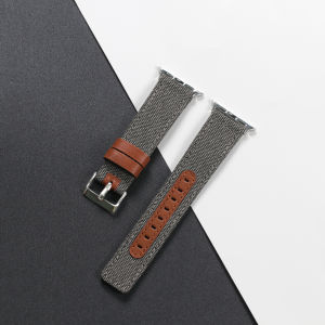 VUAERANG Compatible for Apple Watch 7/6/5/4/3/2/1/SE Car Line Canvas Leather Metal Buckle 38 40 41mm 42 44 45mm for i Watch Strap Bracelet Accessories