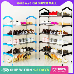【Steel Alloy】Adjustable 6-layer Shoes Rack Bookshelf Storage Organizer Stackable Easy Assembly